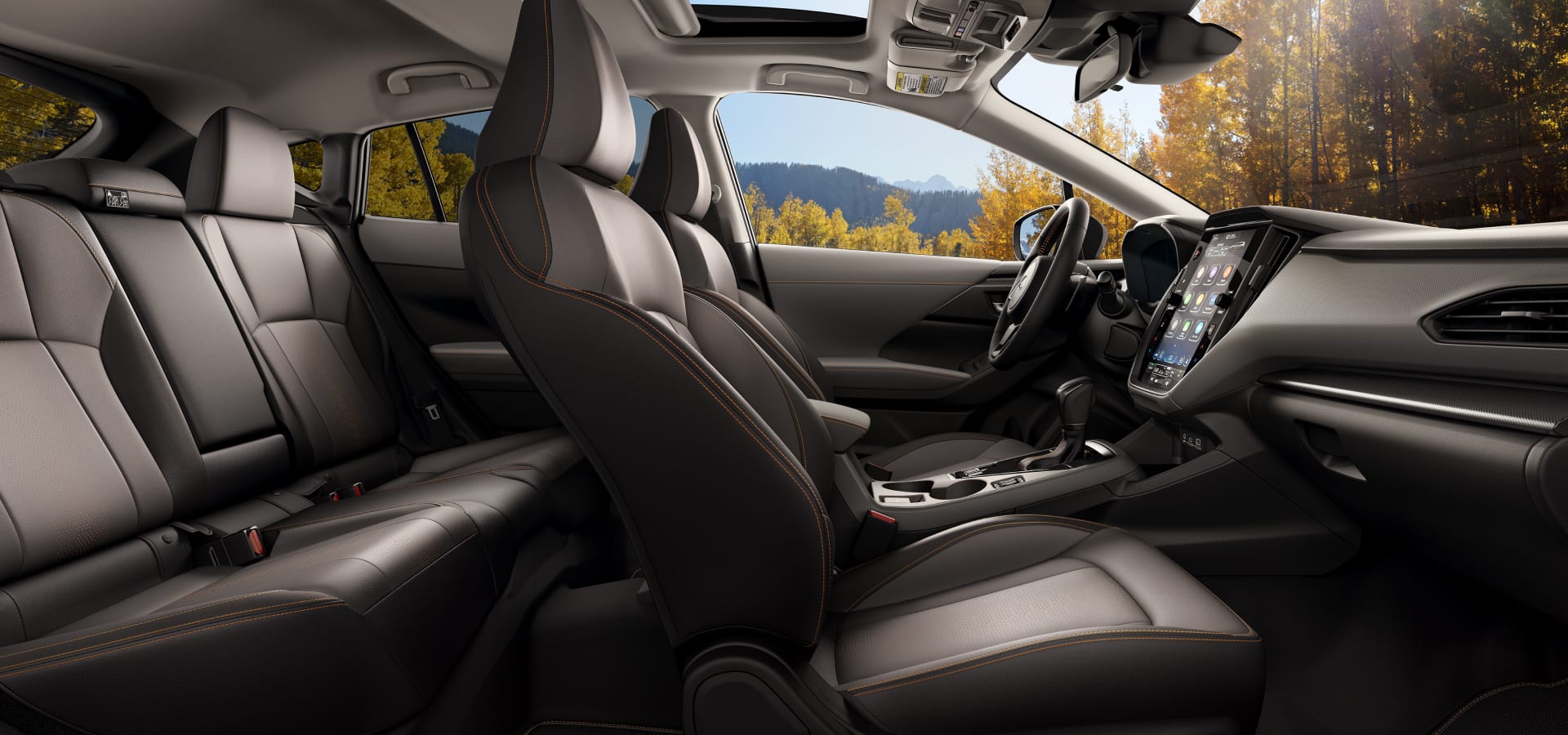 2024 Subaru Crosstrek Limited interior — Gray Leather with orange stitch