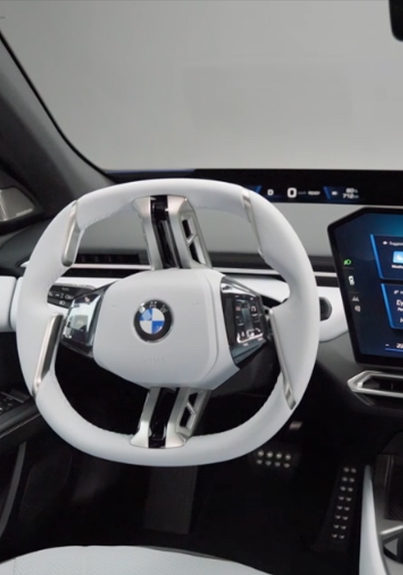Close up of BMW i3 Central display and steering wheel