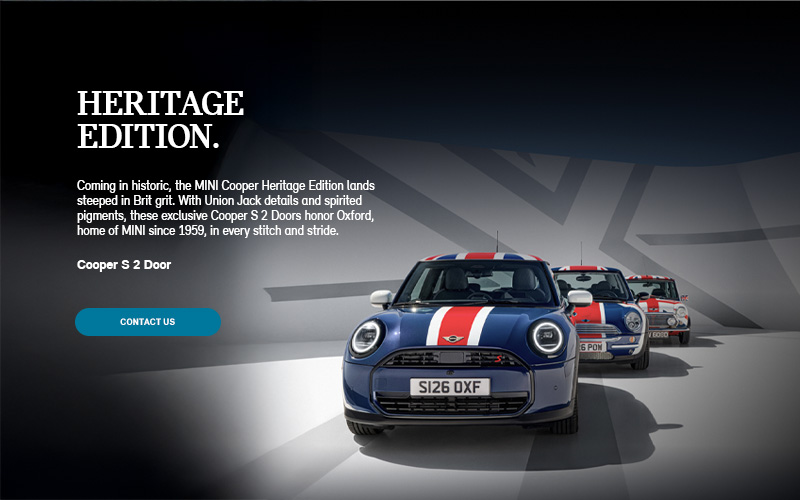 Lineup of MINI Cooper Heritage Edition vehicles.