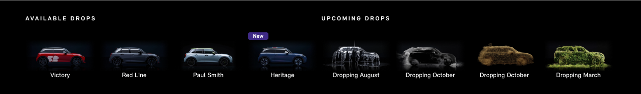 Line up of available and upcoming MINI Special Edition vehicles.
