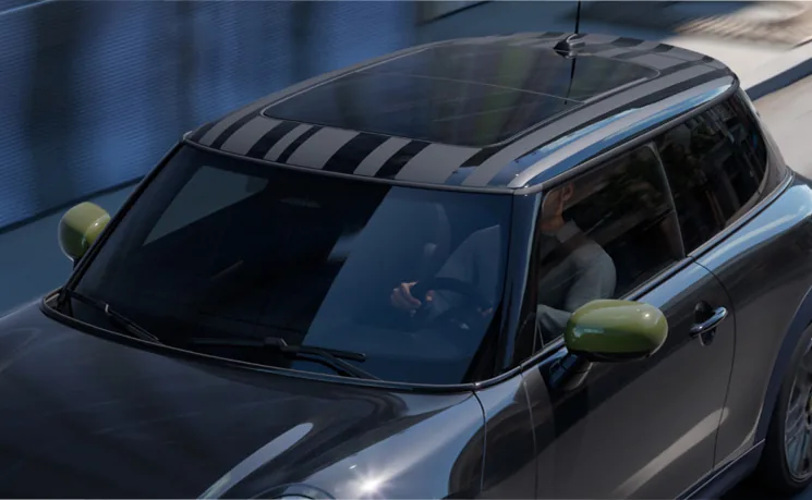 Overhead view of Paul Smith Edition roof with Shadow Stripes and Nottingham Green mirror caps.