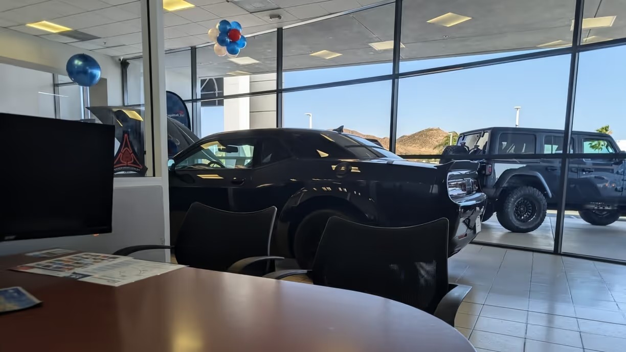 Dealership showroom ready for vehicle pickup