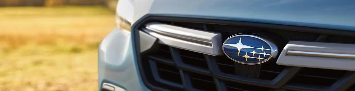 Close-up of Subaru grille with Subaru emblem
