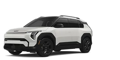 Gray 2027 Kia EV3 electric crossover in front three-quarter studio view
