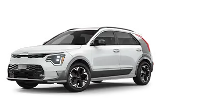 White 2026 Kia Niro EV electric crossover in front three-quarter studio view