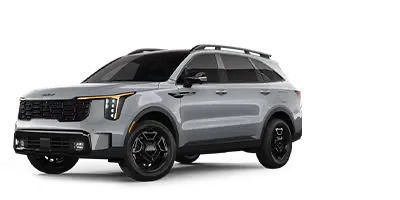 Dark gray 2026 Kia Sorento SUV in front three-quarter studio view