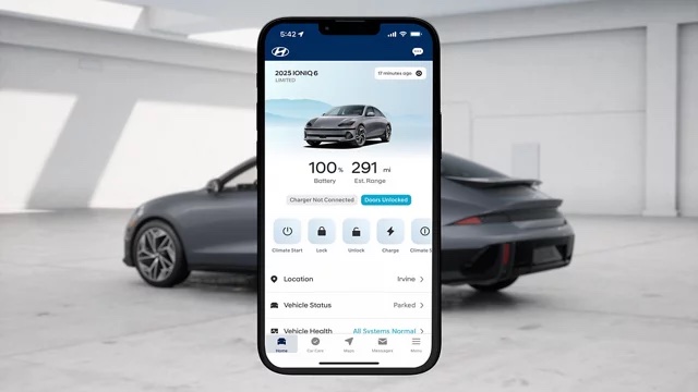 Hyundai Bluelink app showing climate controls for an IONIQ 6