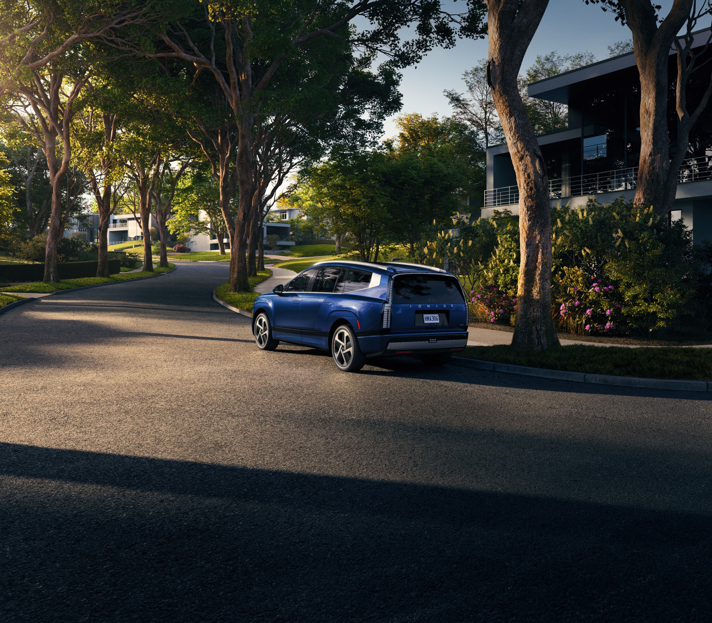 Hyundai IONIQ 9 parked on a residential street