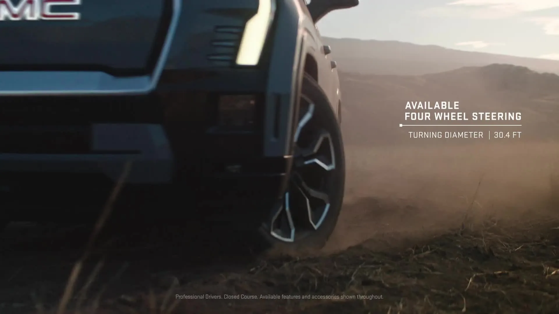 GMC Sierra EV demonstrating 4-Wheel Steer maneuverability